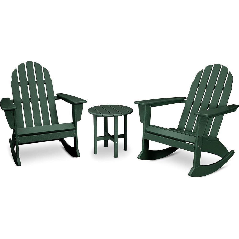 image:imagePOLYWOOD Vineyard 3Piece Adirondack Rocking Chair Set with Side TableGreen