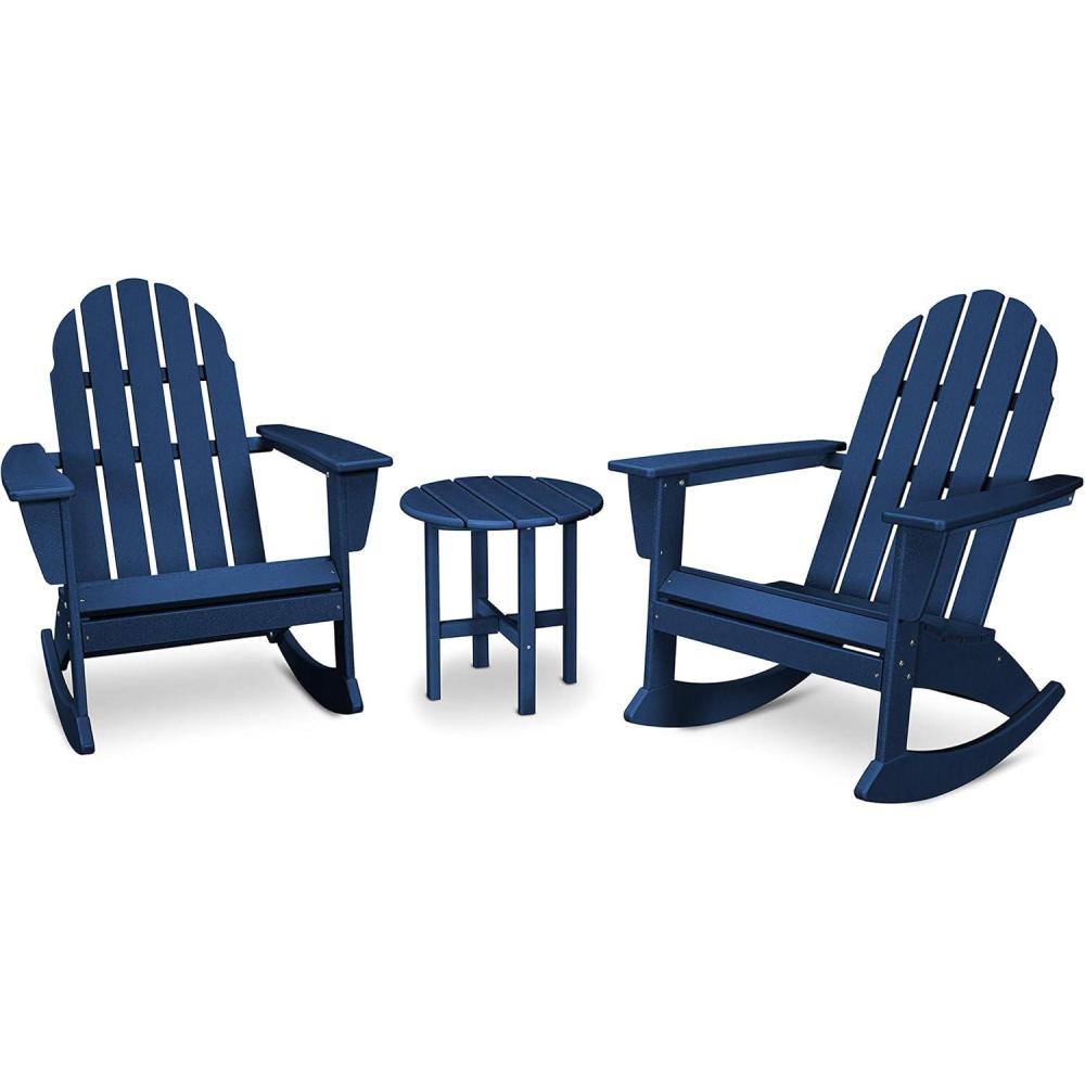 image:imagePOLYWOOD Vineyard 3Piece Adirondack Rocking Chair Set with Side TableNavy