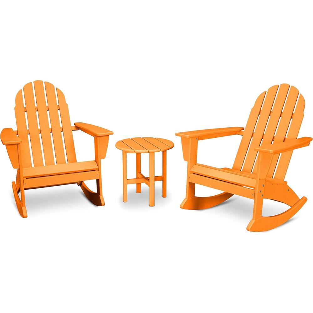 image:imagePOLYWOOD Vineyard 3Piece Adirondack Rocking Chair Set with Side TableTangerine