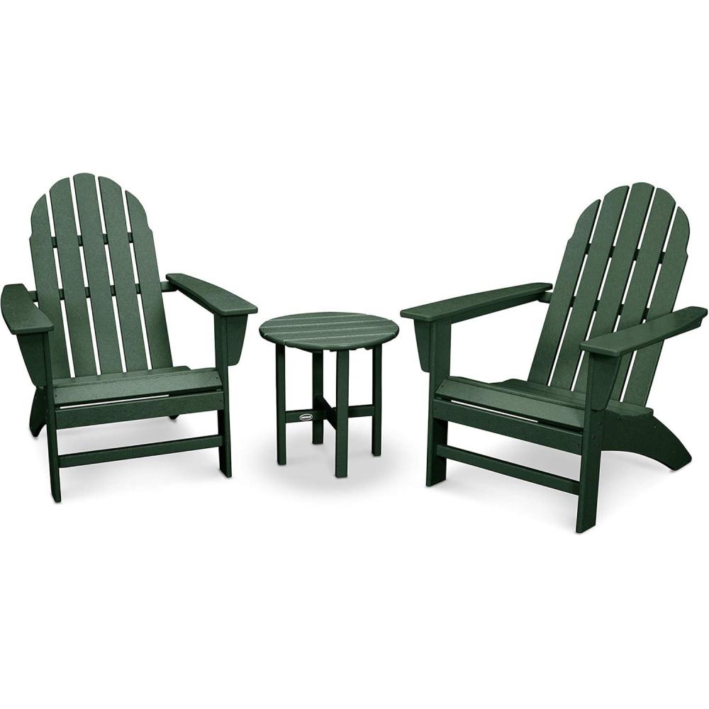 image:imagePolywood Vineyard 3Piece Adirondack Set MahoganyGreen