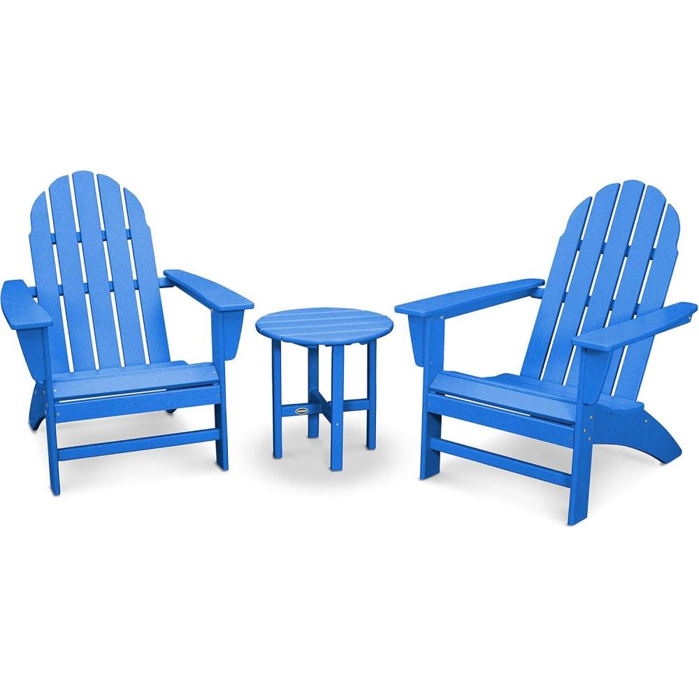 image:imagePolywood Vineyard 3Piece Adirondack Set MahoganyPacific Blue