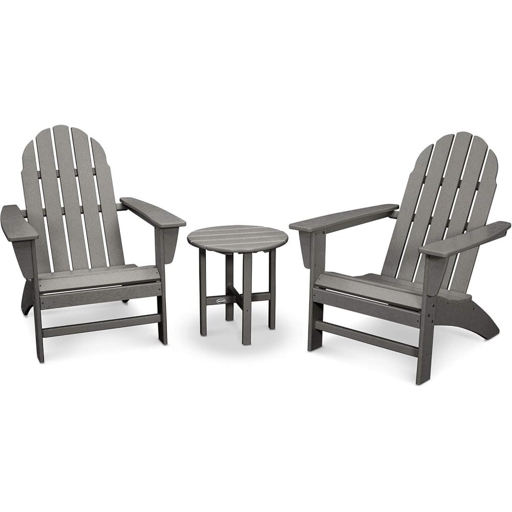 image:imagePolywood Vineyard 3Piece Adirondack Set MahoganySlate Grey