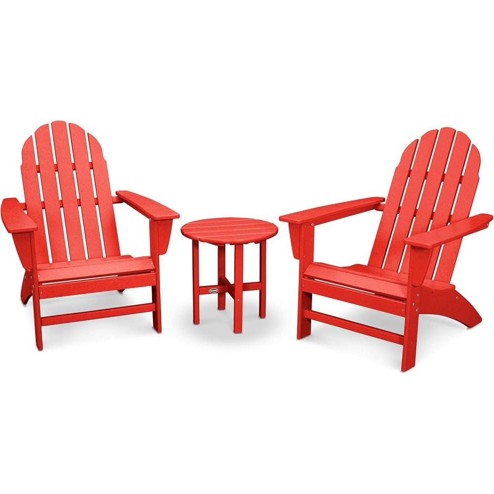 image:imagePolywood Vineyard 3Piece Adirondack Set MahoganySunset Red