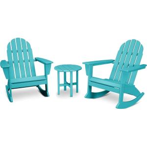 POLYWOOD Vineyard 3-Piece Adirondack Rocking Chair Set with Side Table(Aruba)