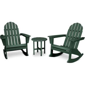 POLYWOOD Vineyard 3-Piece Adirondack Rocking Chair Set with Side Table(Green)