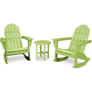 POLYWOOD Vineyard 3-Piece Adirondack Rocking Chair Set with Side Table(Lime)