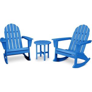 POLYWOOD Vineyard 3-Piece Adirondack Rocking Chair Set with Side Table(Pacific Blue)