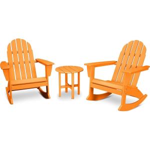 POLYWOOD Vineyard 3-Piece Adirondack Rocking Chair Set with Side Table(Tangerine)
