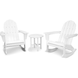 POLYWOOD Vineyard 3-Piece Adirondack Rocking Chair Set with Side Table(White)
