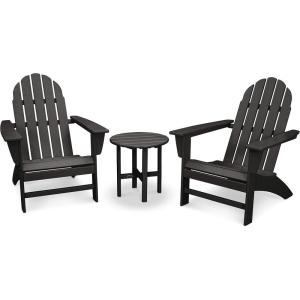 Polywood Vineyard 3-Piece Adirondack Set (Mahogany)(Black)