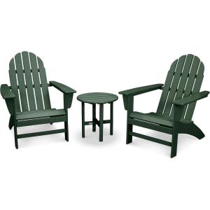Polywood Vineyard 3-Piece Adirondack Set (Mahogany)(Green)