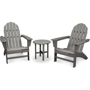 Polywood Vineyard 3-Piece Adirondack Set (Mahogany)(Slate Grey)