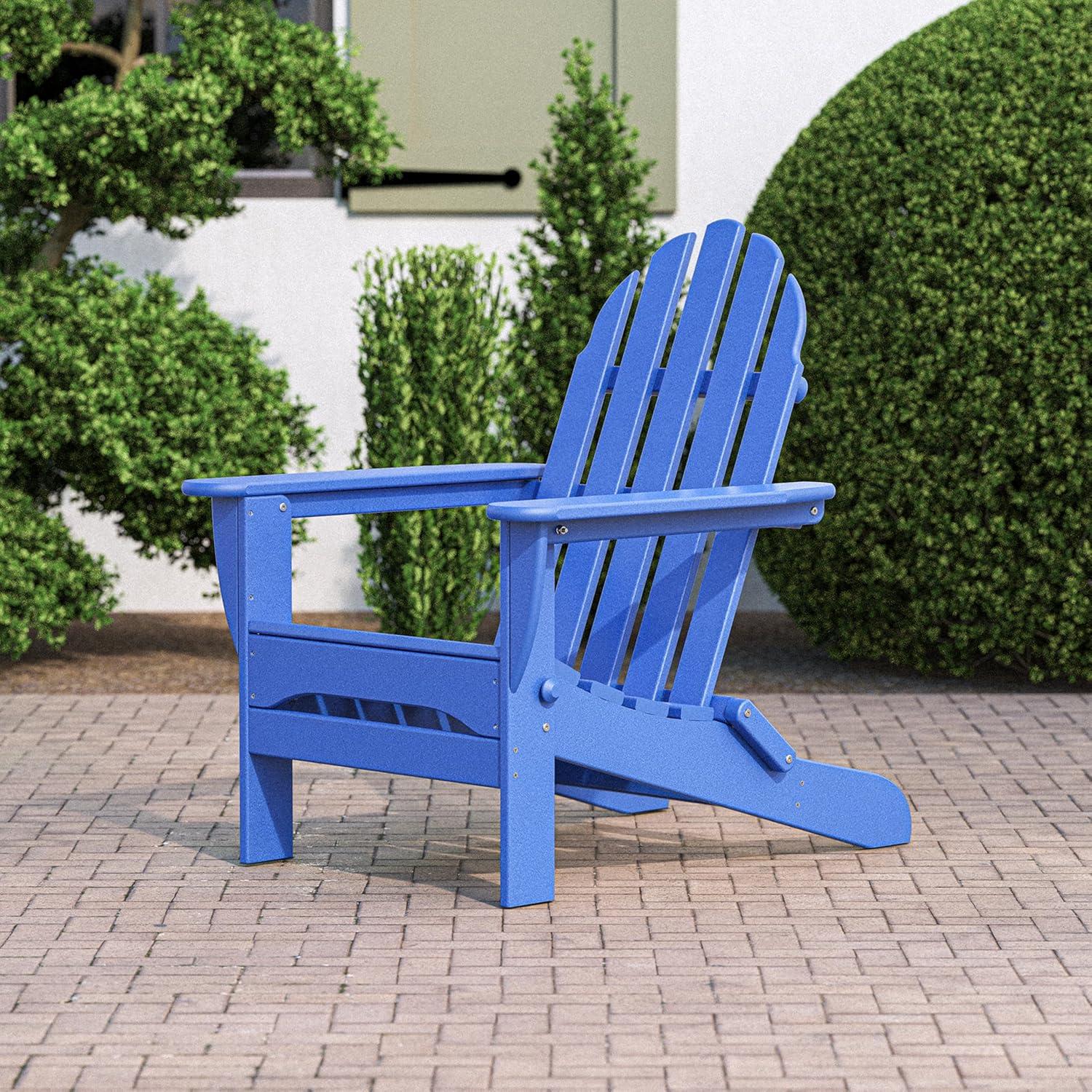image:imagePOLYWOOD AD5030GY Classic Folding Adirondack Slate GreyPacific Blue