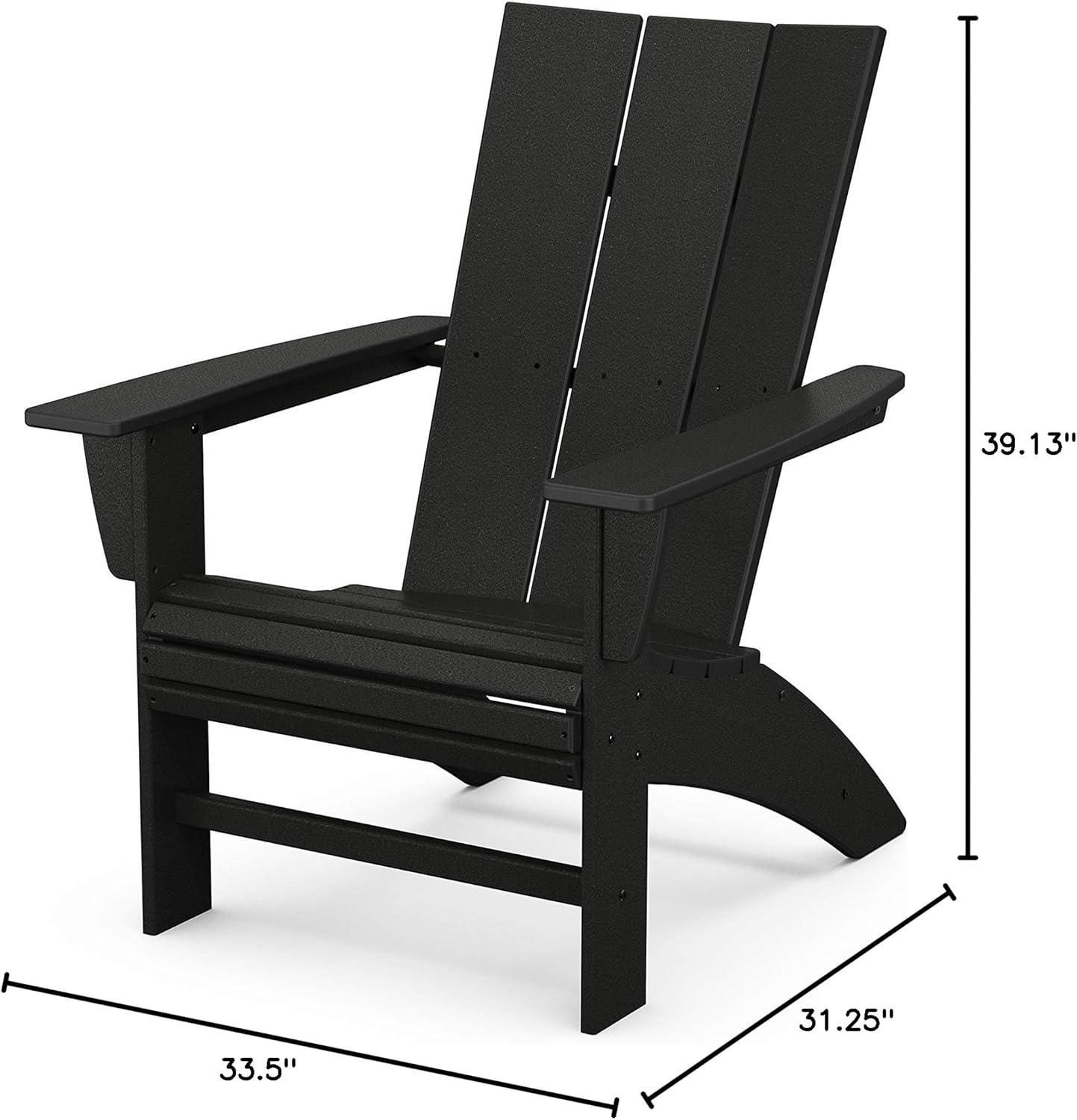 image:imagePOLYWOOD Modern Curveback Adirondack Chair HDPE Outdoor Patio Furniture FadeProof Fire Pit Deck Garden Chair Adult Size Made in USABlack