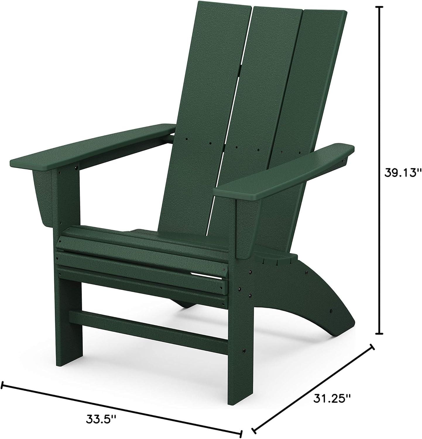 image:imagePOLYWOOD Modern Curveback Adirondack Chair HDPE Outdoor Patio Furniture FadeProof Fire Pit Deck Garden Chair Adult Size Made in USAGreen