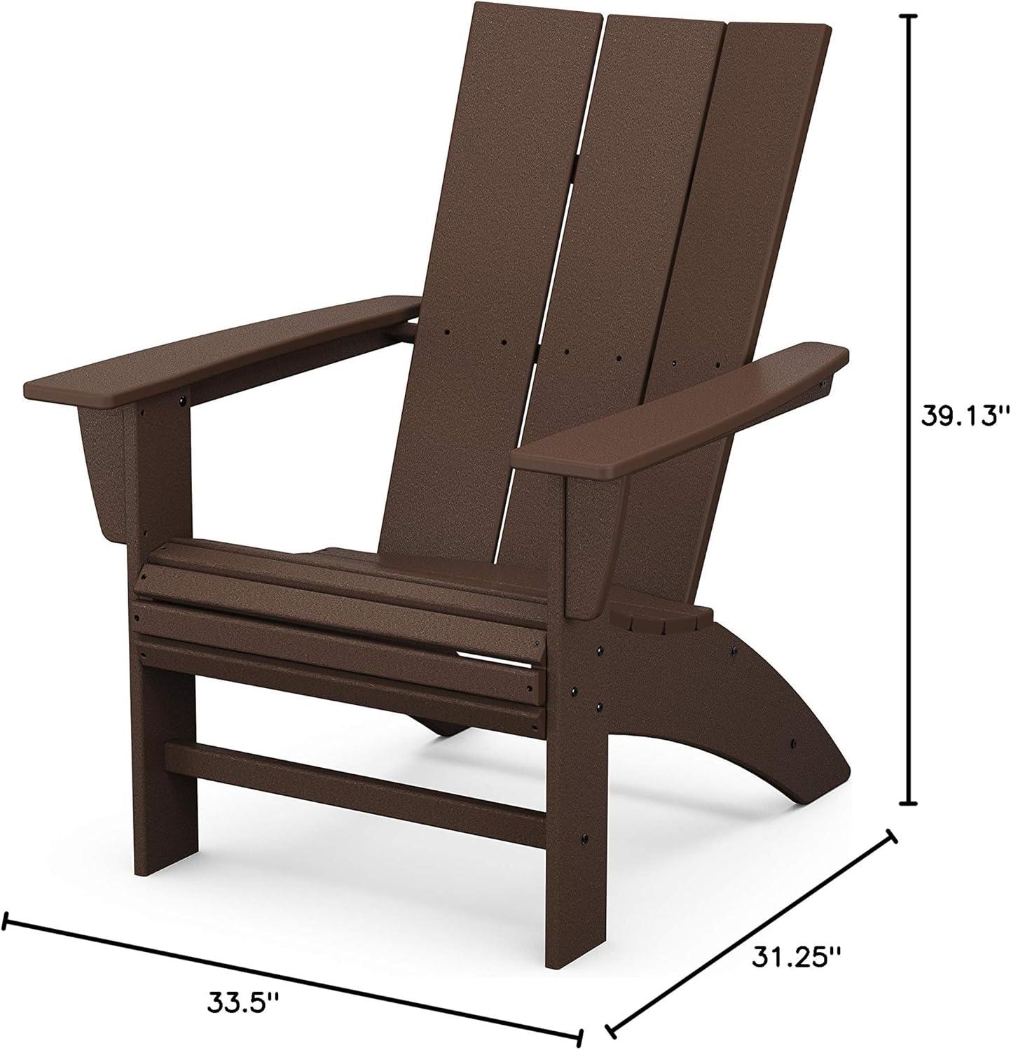 image:imagePOLYWOOD Modern Curveback Adirondack Chair HDPE Outdoor Patio Furniture FadeProof Fire Pit Deck Garden Chair Adult Size Made in USAMahogany