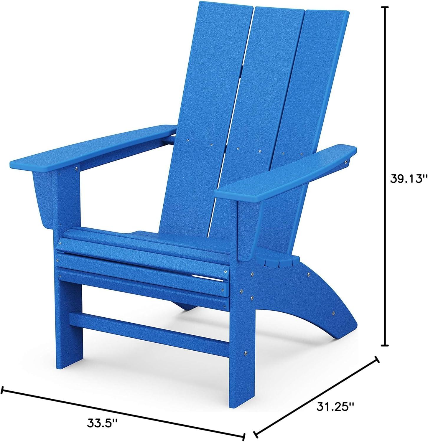 image:imagePOLYWOOD Modern Curveback Adirondack Chair HDPE Outdoor Patio Furniture FadeProof Fire Pit Deck Garden Chair Adult Size Made in USAPacific Blue