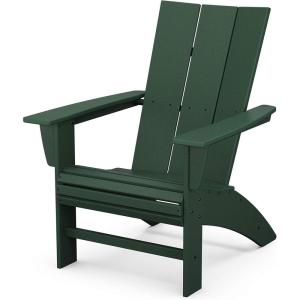 POLYWOOD Modern Curveback Adirondack Chair, HDPE Outdoor Patio Furniture, Fade-Proof Fire Pit Deck Garden Chair, Adult Size, Made in USA(Green)