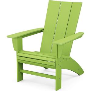 POLYWOOD Modern Curveback Adirondack Chair, HDPE Outdoor Patio Furniture, Fade-Proof Fire Pit Deck Garden Chair, Adult Size, Made in USA(Lime)