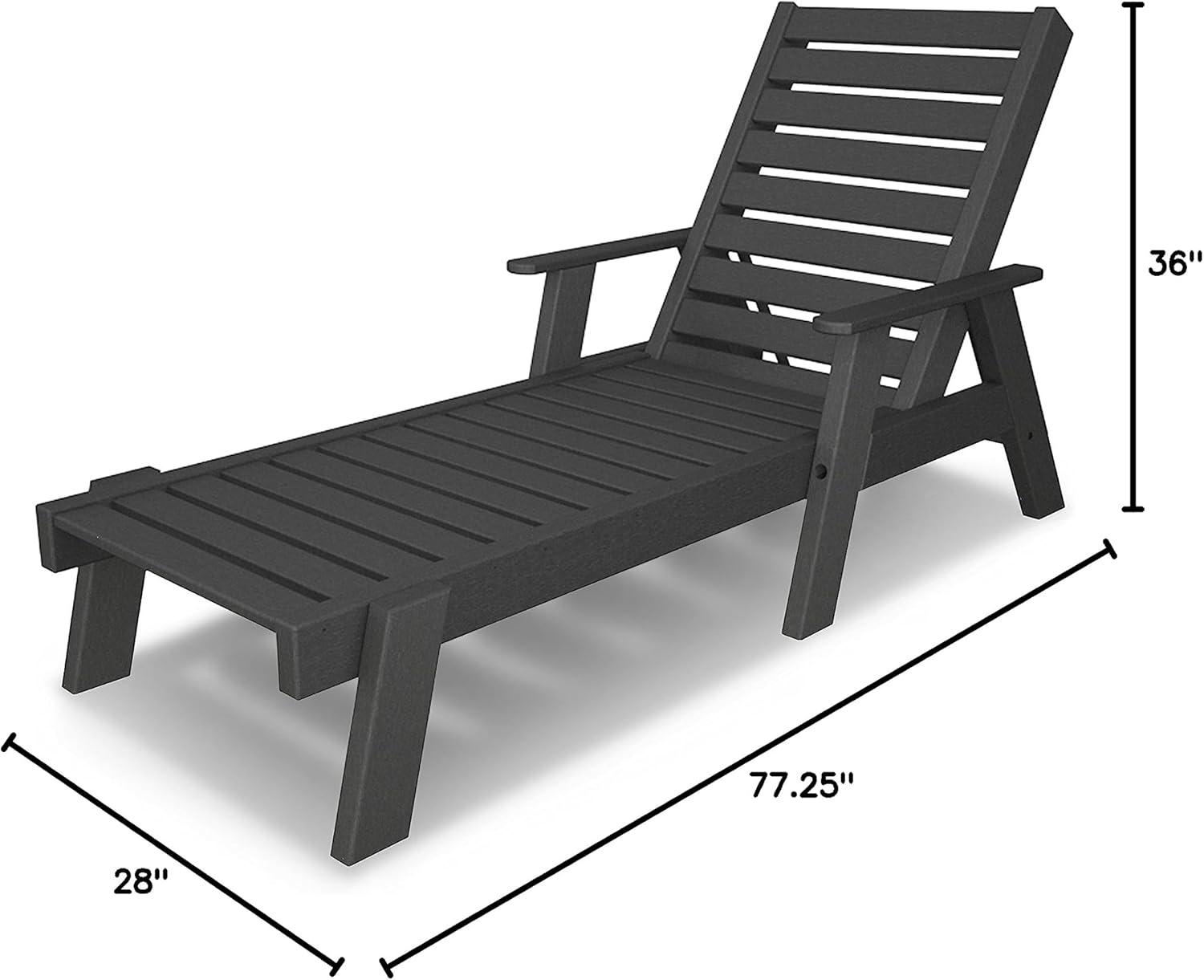 image:imagePOLYWOOD AC26781WH Captain Chaise with Arms WhiteSlate Grey