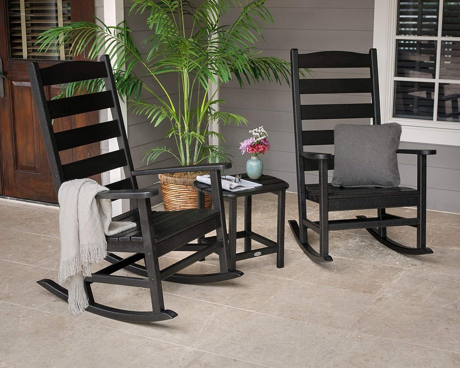 image:imagePOLYWOOD Black Outdoor Rocking Chairs Set of 2 Composite Rocking Chairs for Front Porch Patio or GardenBlack