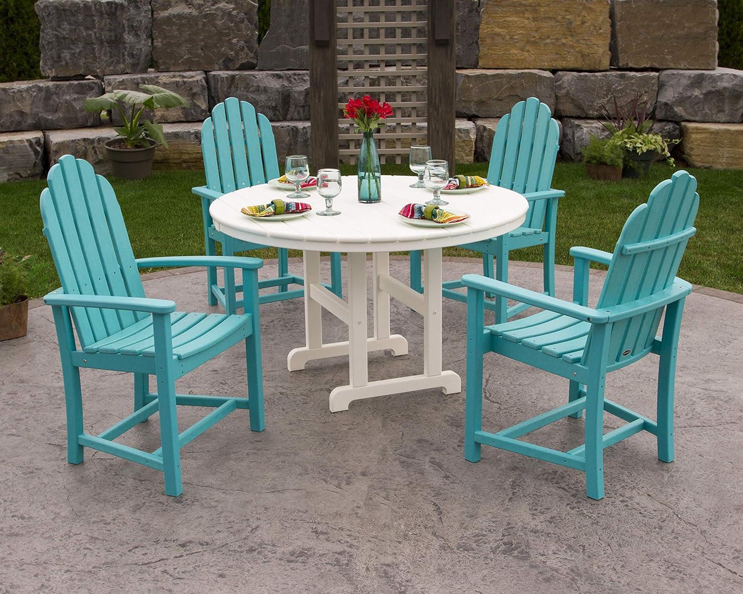 image:imagePOLYWOOD Classic Adirondack 5Piece Round Farmhouse Dining Set in WhiteWhite