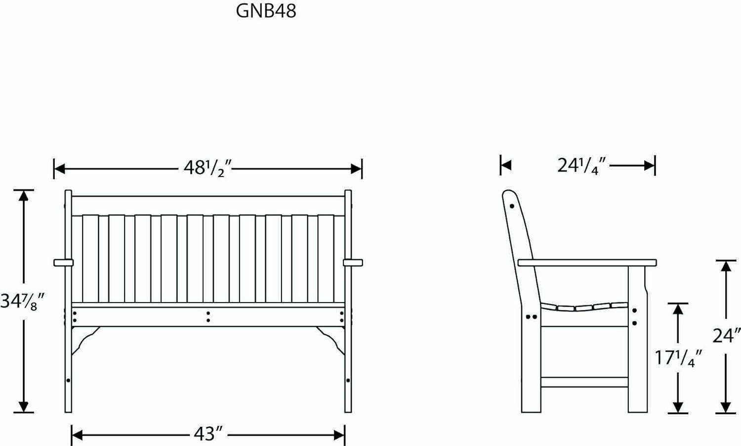 image:imagePOLYWOOD GNB48BL Vineyard 48 Bench BlackWhite