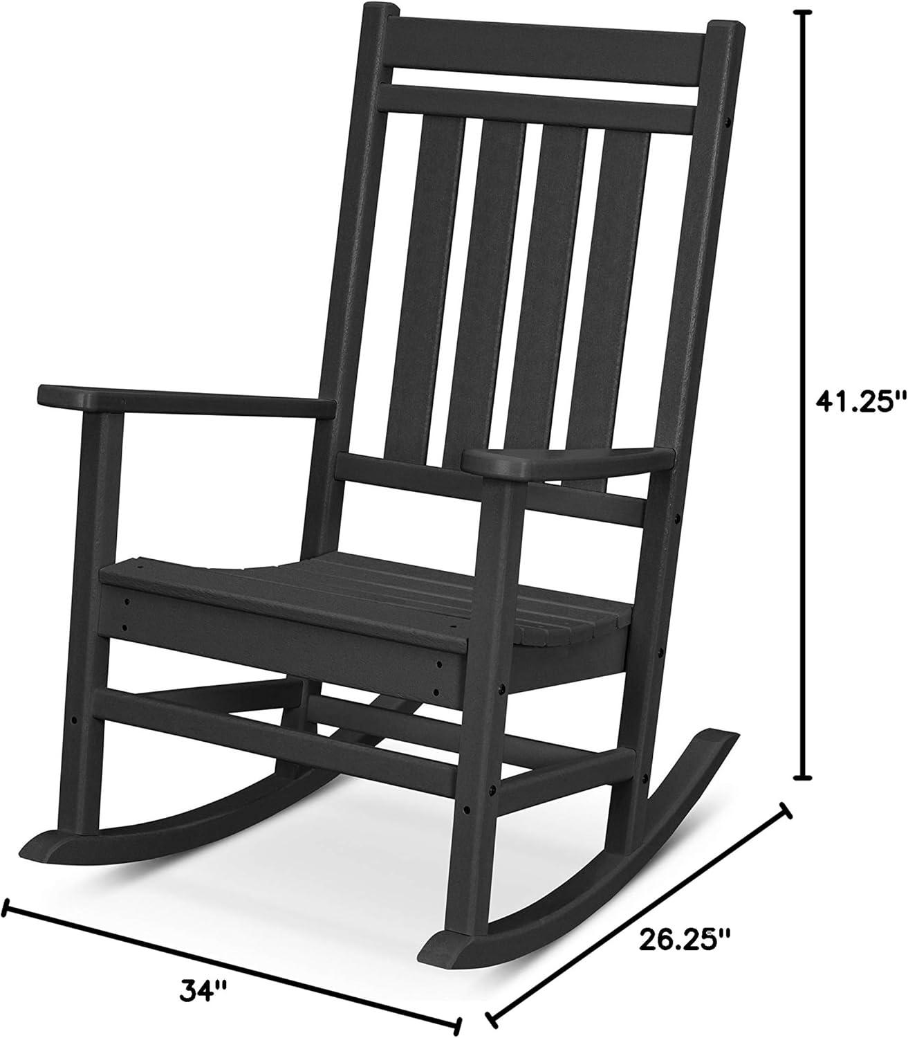 image:imagePOLYWOOD Plantation Porch Rocking Chair Slate Grey Heavy Duty HDPE Plastic Lumber Adult Size Outdoor Patio Deck Furniture Made in USABlack