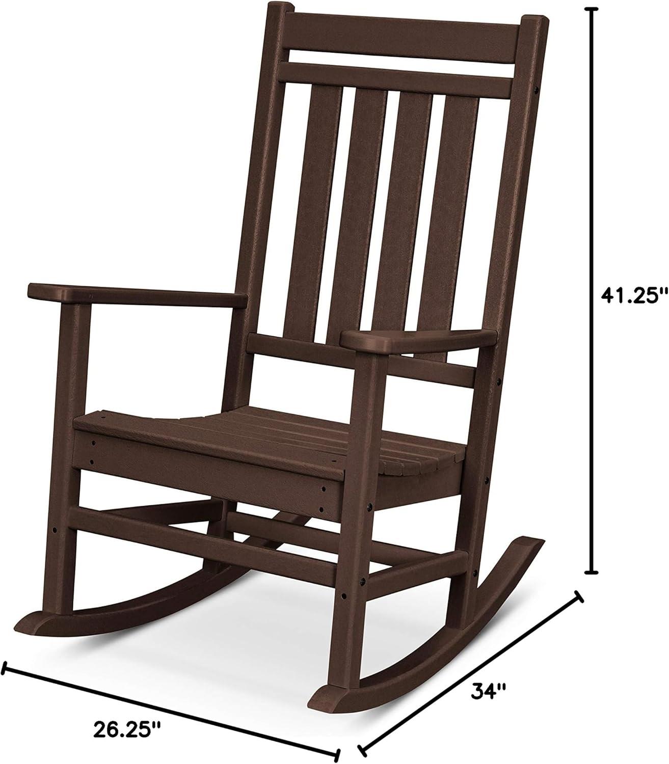 image:imagePOLYWOOD Plantation Porch Rocking Chair Slate Grey Heavy Duty HDPE Plastic Lumber Adult Size Outdoor Patio Deck Furniture Made in USAMahogany