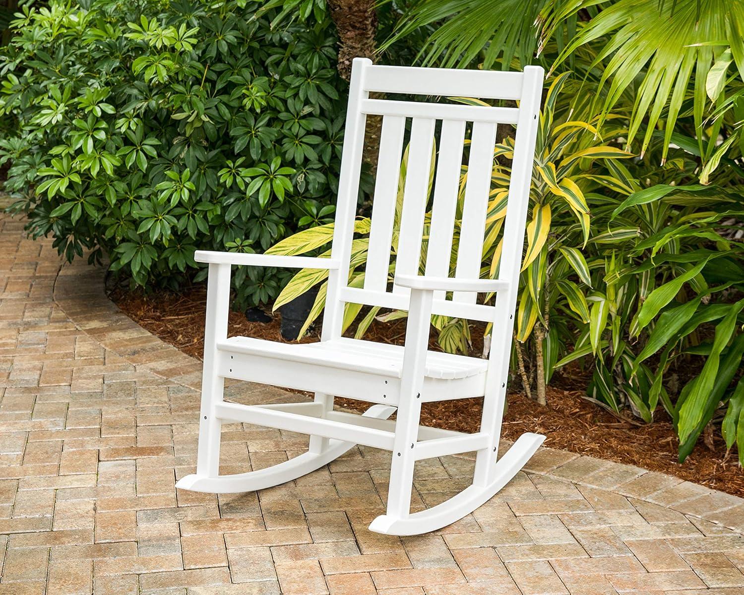 image:imagePOLYWOOD Plantation Porch Rocking Chair Slate Grey Heavy Duty HDPE Plastic Lumber Adult Size Outdoor Patio Deck Furniture Made in USAWhite