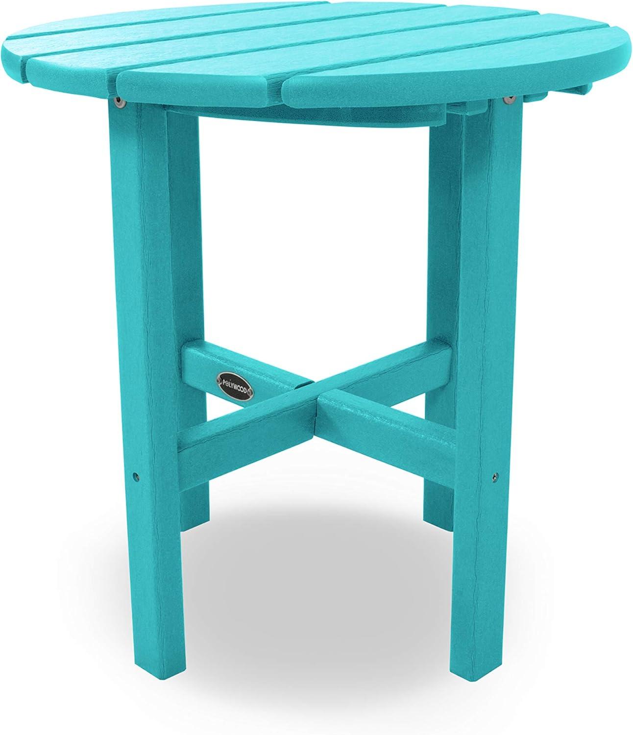 image:imagePOLYWOOD Round Side Table 18 Inch Outdoor End Table Recycled Plastic Patio Furniture Pool Deck Garden Hot Tub Accent Table NavyAruba