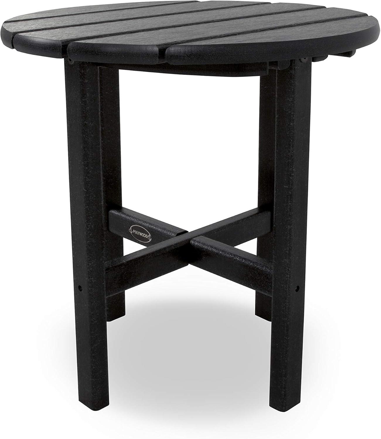 image:imagePOLYWOOD Round Side Table 18 Inch Outdoor End Table Recycled Plastic Patio Furniture Pool Deck Garden Hot Tub Accent Table NavyBlack