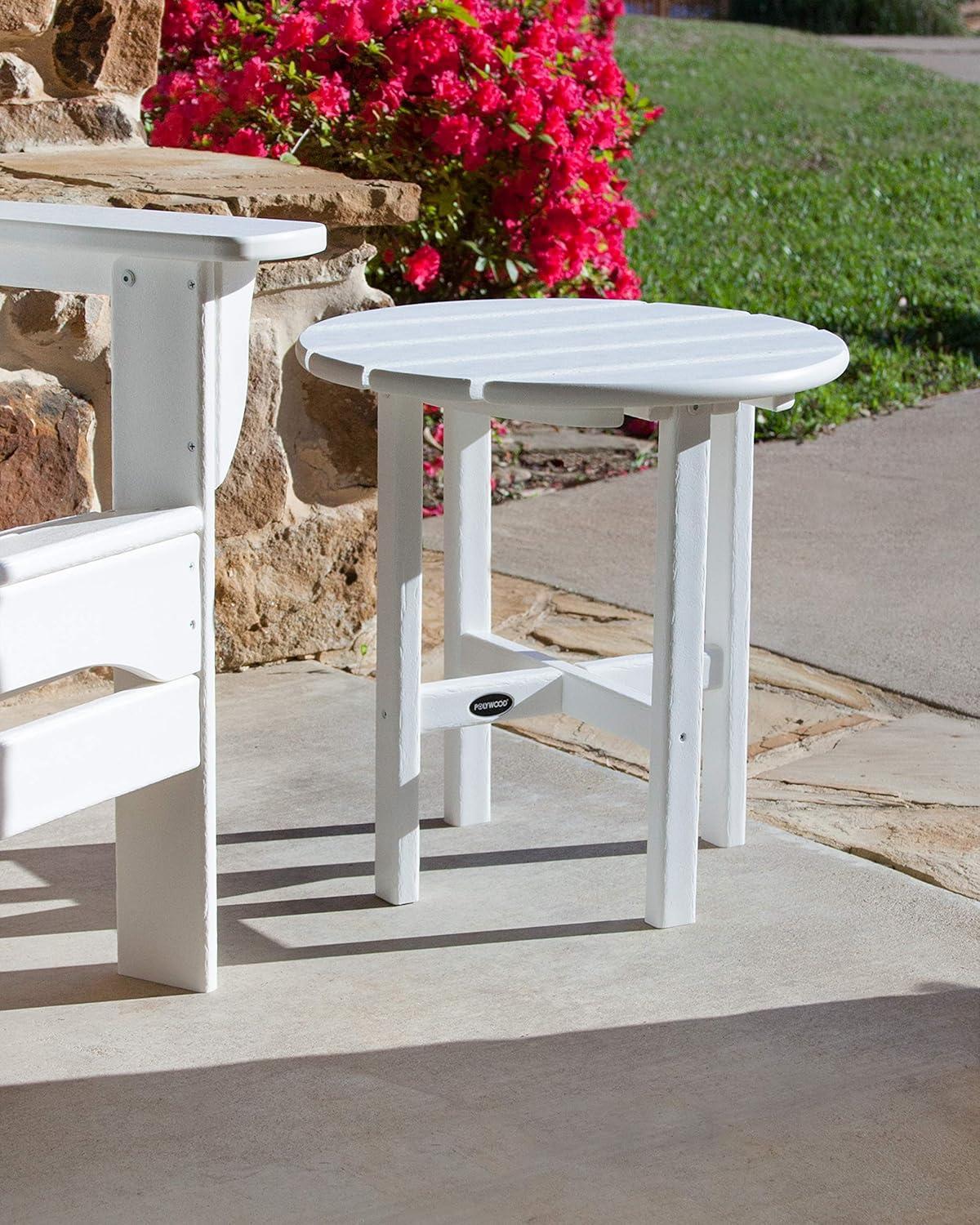 image:imagePOLYWOOD Round Side Table 18 Inch Outdoor End Table Recycled Plastic Patio Furniture Pool Deck Garden Hot Tub Accent Table NavyBlack