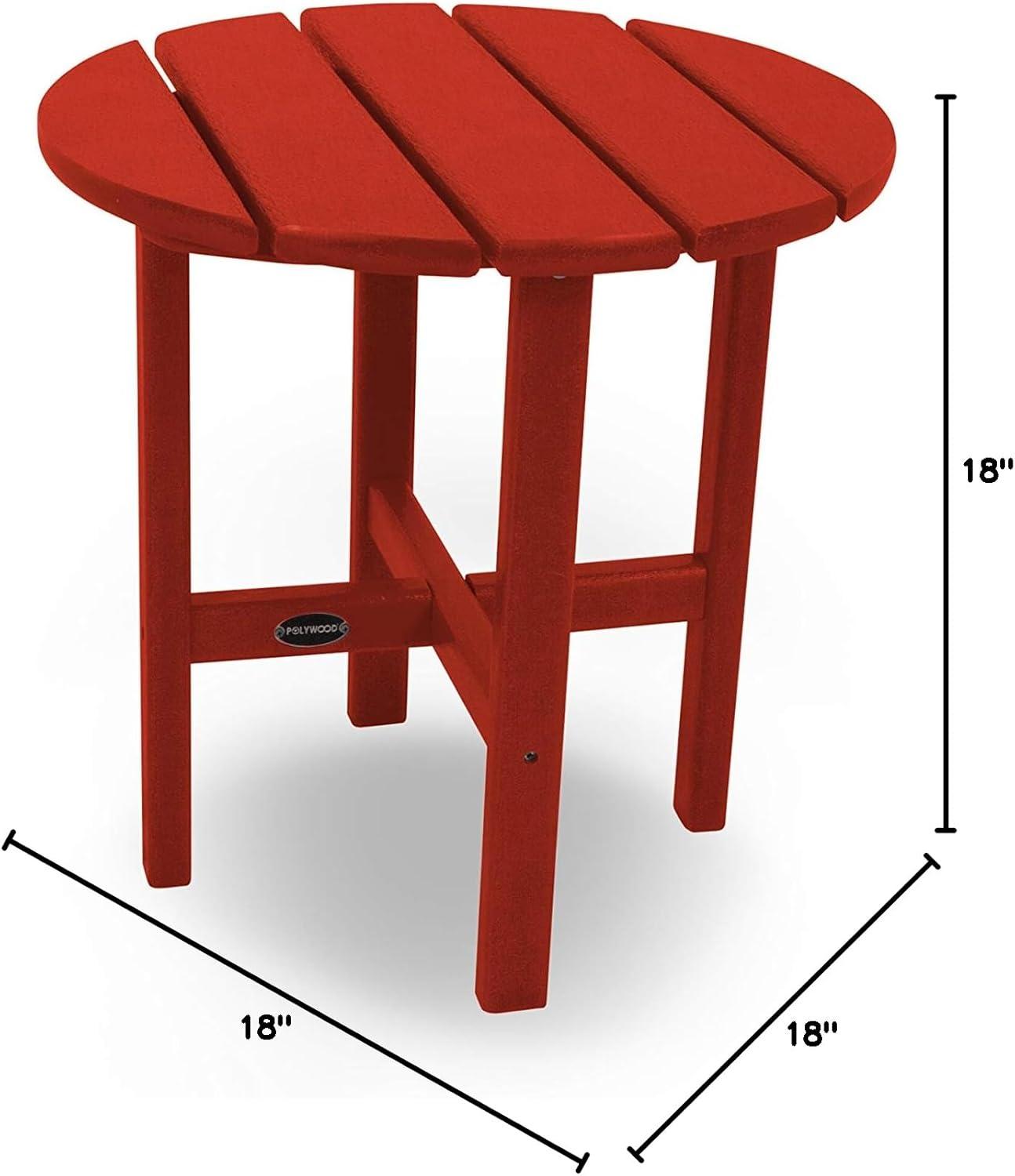 image:imagePOLYWOOD Round Side Table 18 Inch Outdoor End Table Recycled Plastic Patio Furniture Pool Deck Garden Hot Tub Accent Table NavyCrimson Red