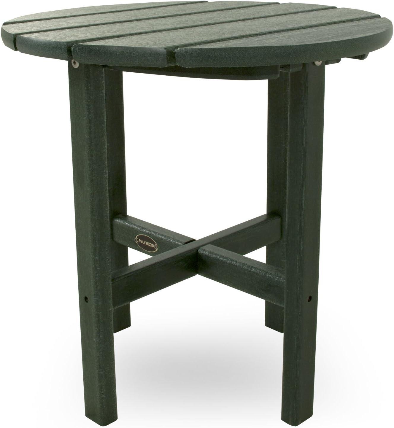 image:imagePOLYWOOD Round Side Table 18 Inch Outdoor End Table Recycled Plastic Patio Furniture Pool Deck Garden Hot Tub Accent Table NavyGreen