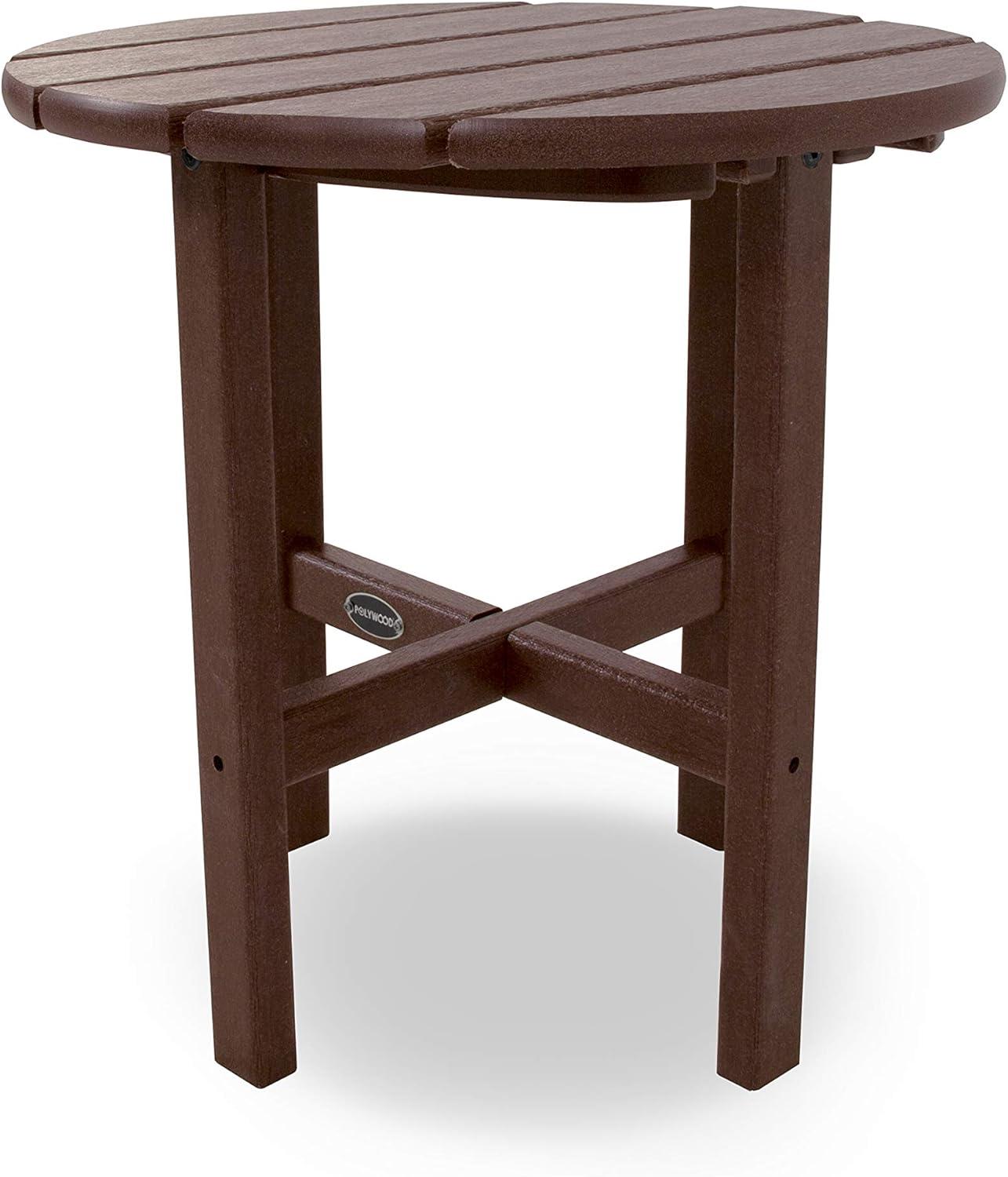 image:imagePOLYWOOD Round Side Table 18 Inch Outdoor End Table Recycled Plastic Patio Furniture Pool Deck Garden Hot Tub Accent Table NavyMahogany