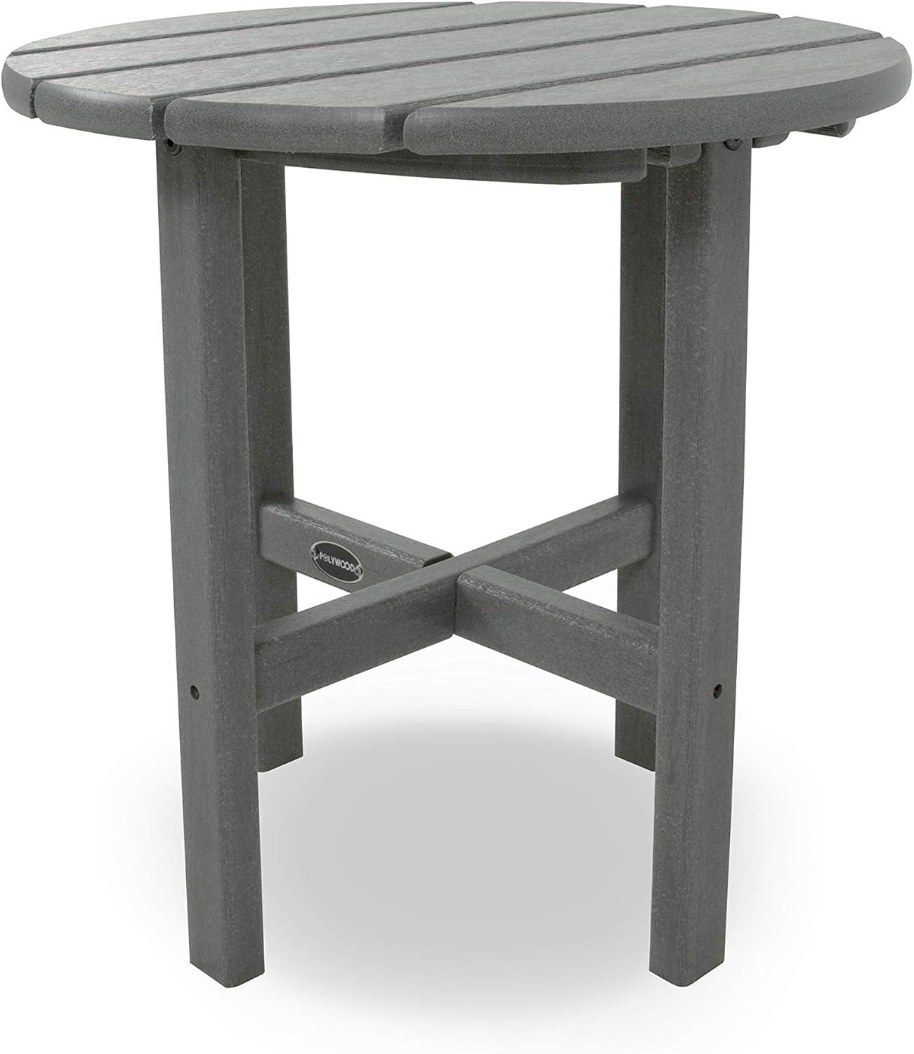 image:imagePOLYWOOD Round Side Table 18 Inch Outdoor End Table Recycled Plastic Patio Furniture Pool Deck Garden Hot Tub Accent Table NavyNavy