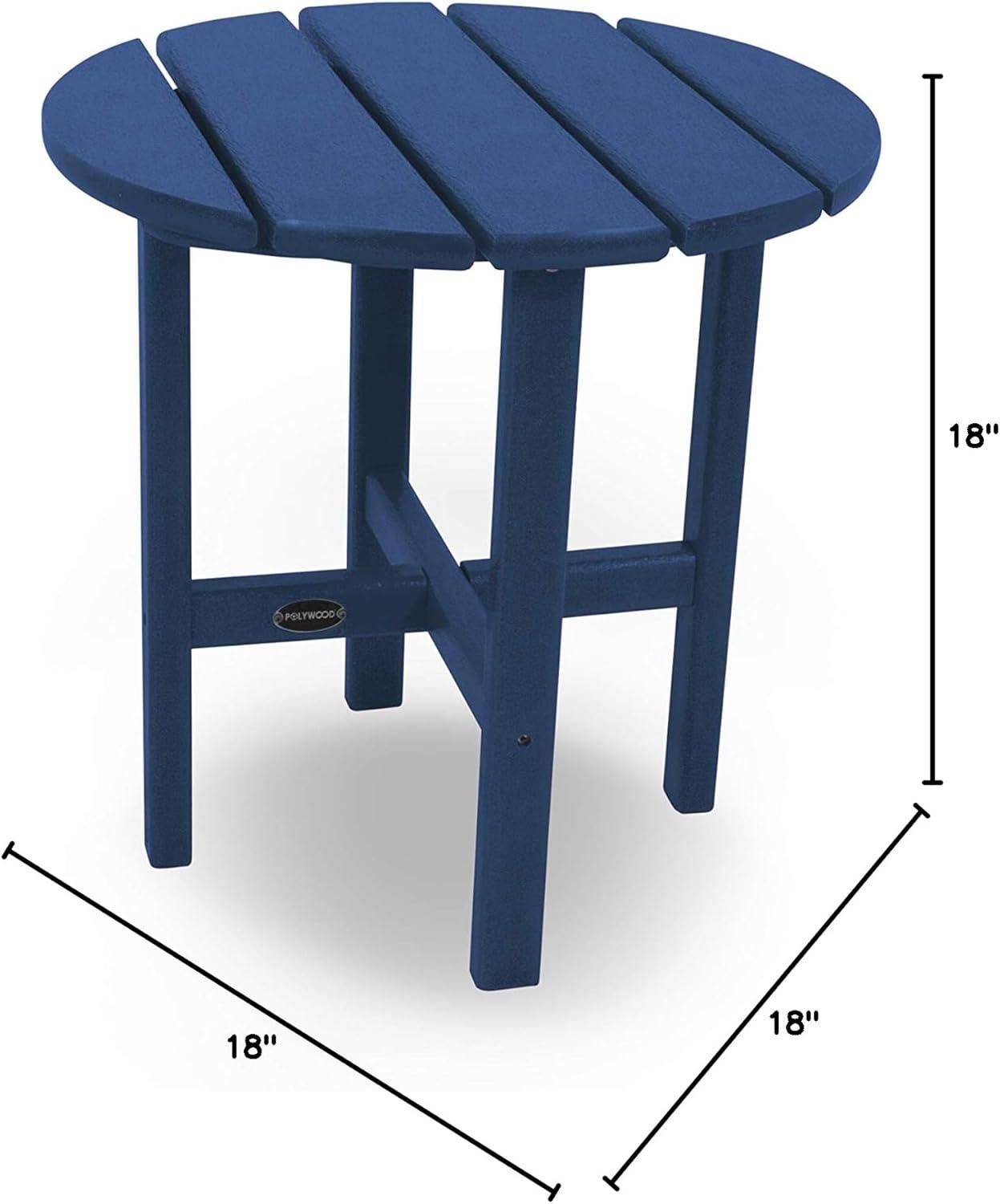 image:imagePOLYWOOD Round Side Table 18 Inch Outdoor End Table Recycled Plastic Patio Furniture Pool Deck Garden Hot Tub Accent Table NavyNavy
