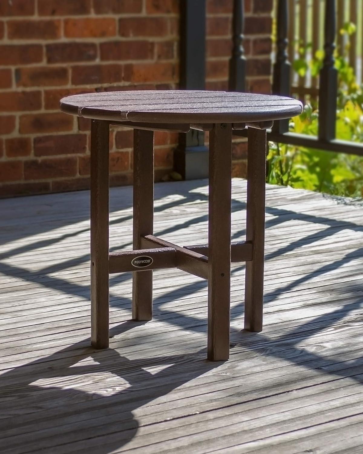 image:imagePOLYWOOD Round Side Table 18 Inch Outdoor End Table Recycled Plastic Patio Furniture Pool Deck Garden Hot Tub Accent Table NavyPacific Blue