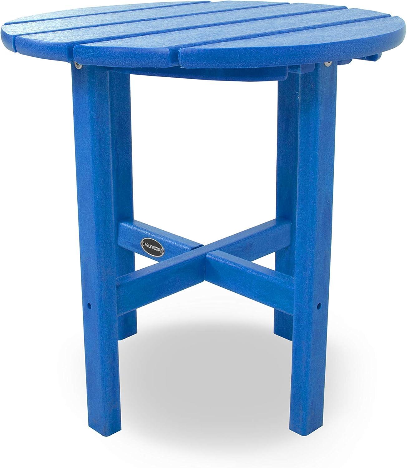 image:imagePOLYWOOD Round Side Table 18 Inch Outdoor End Table Recycled Plastic Patio Furniture Pool Deck Garden Hot Tub Accent Table NavyPacific Blue
