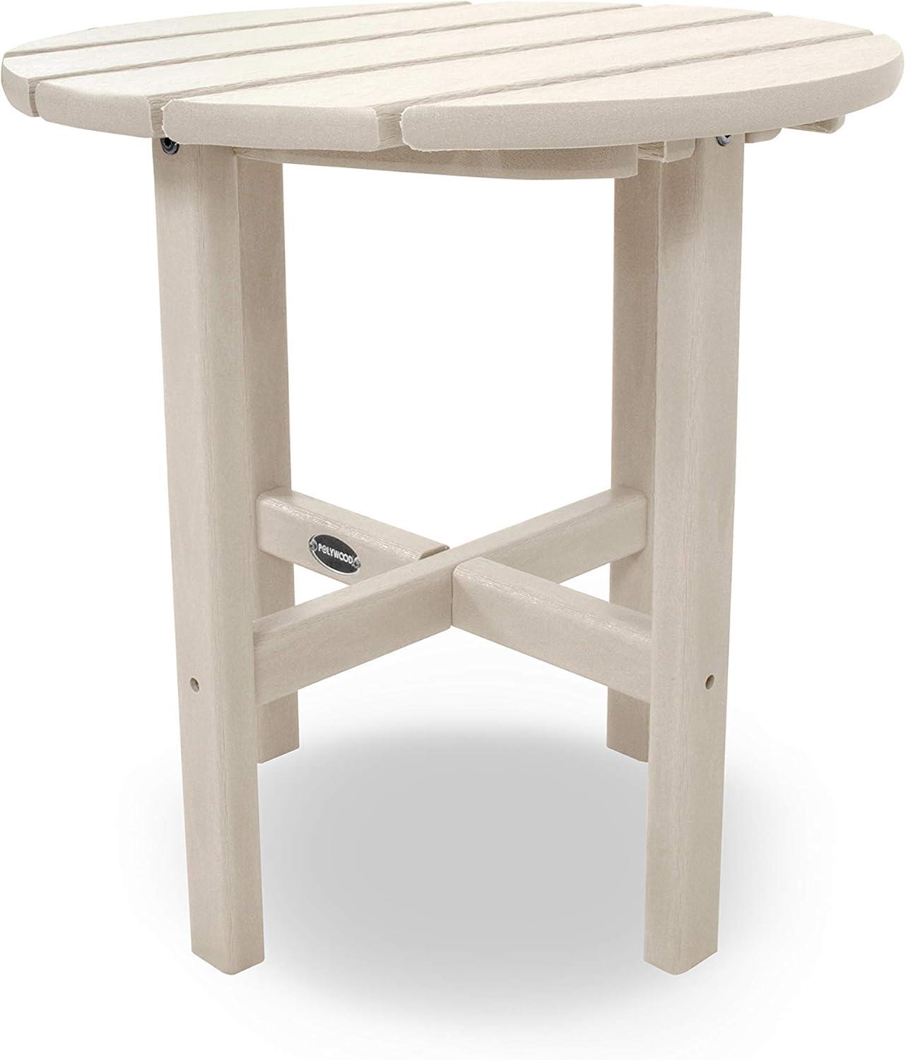 image:imagePOLYWOOD Round Side Table 18 Inch Outdoor End Table Recycled Plastic Patio Furniture Pool Deck Garden Hot Tub Accent Table NavySand