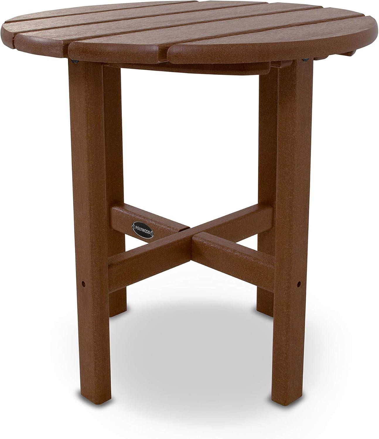 image:imagePOLYWOOD Round Side Table 18 Inch Outdoor End Table Recycled Plastic Patio Furniture Pool Deck Garden Hot Tub Accent Table NavyTeak
