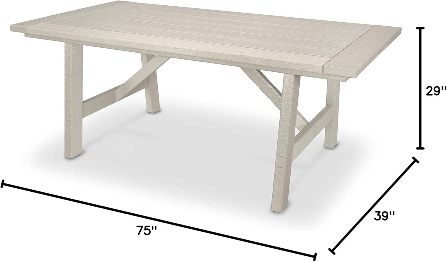 image:imagePOLYWOOD Rustic Farmhouse 39 x 75 Dining Table in WhiteSand