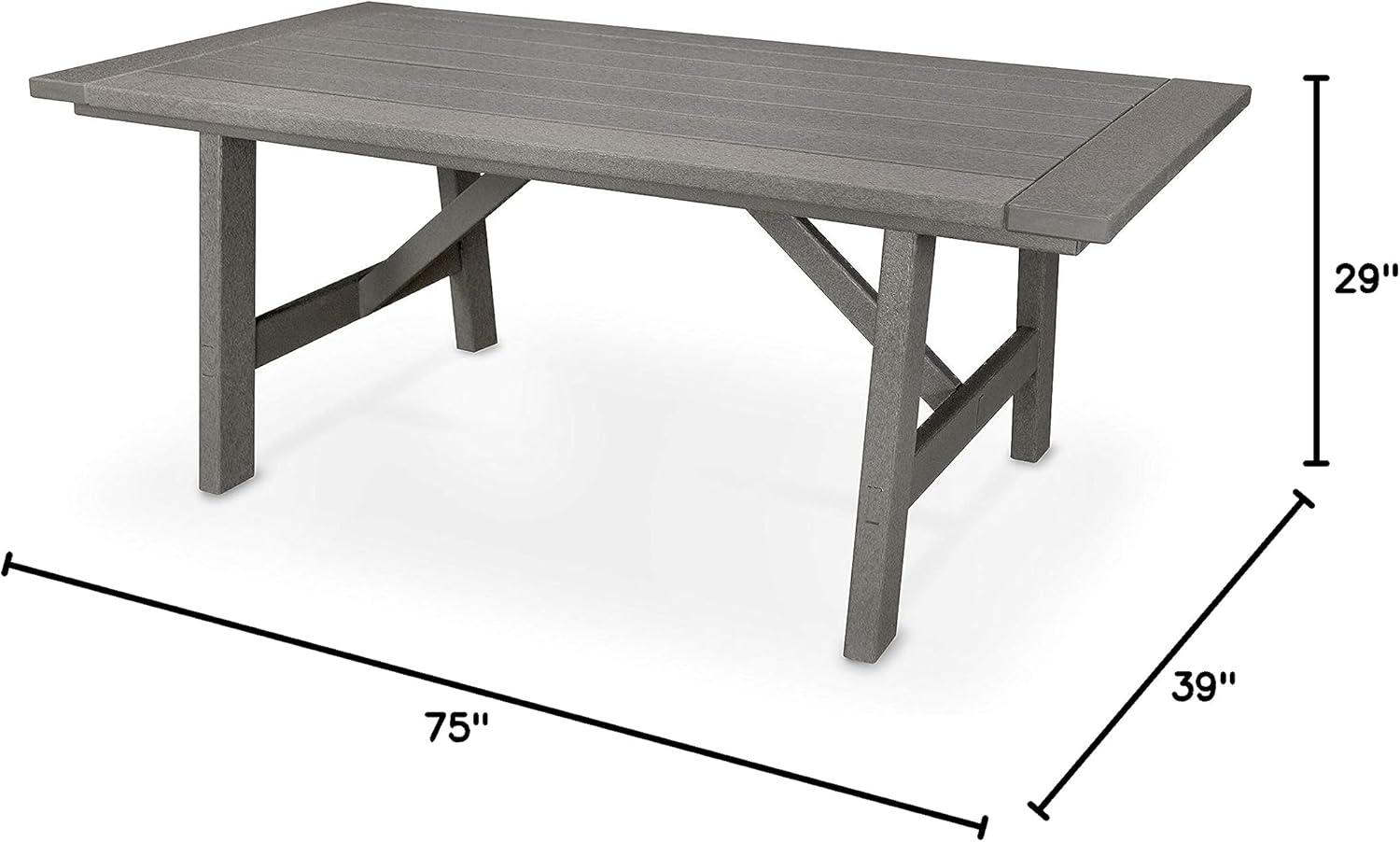 image:imagePOLYWOOD Rustic Farmhouse 39 x 75 Dining Table in WhiteSlate Grey