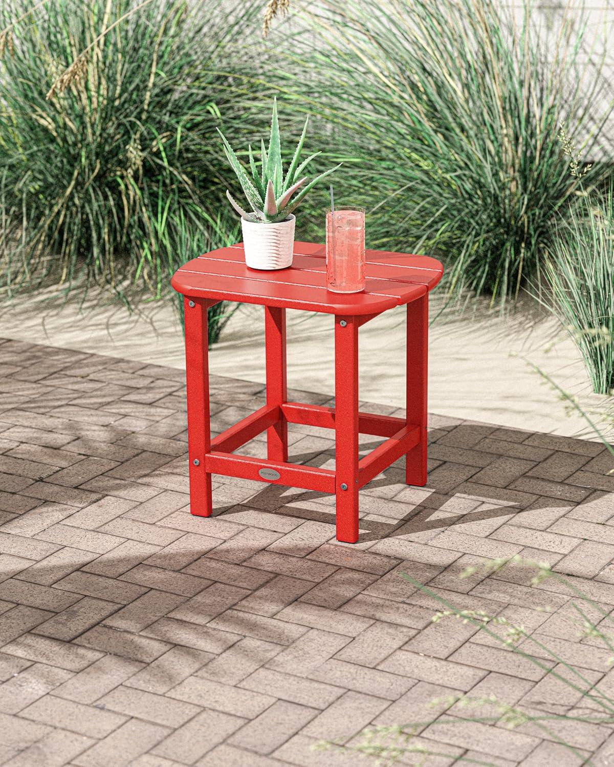 image:imagePOLYWOOD SBT18WH South Beach 18 Outdoor Side Table WhiteSunset Red