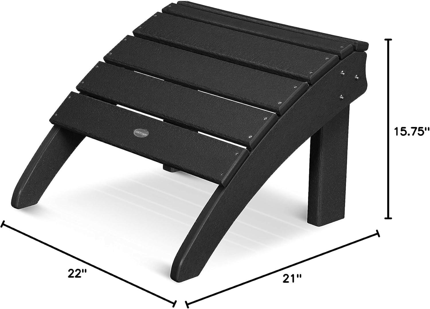 image:imagePOLYWOOD SHO22TE Seashell Adirondack Chair Ottoman TeakBlack