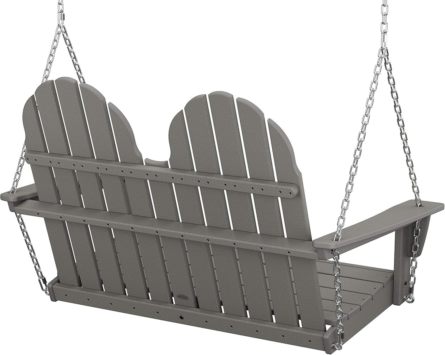 image:imagePOLYWOOD Vineyard 4Foot Porch Swing Heavy Duty HDPE Outdoor Hanging Swing with Chains WoodLook Furniture for Front Porch Patio Garden Slate GreyBlack