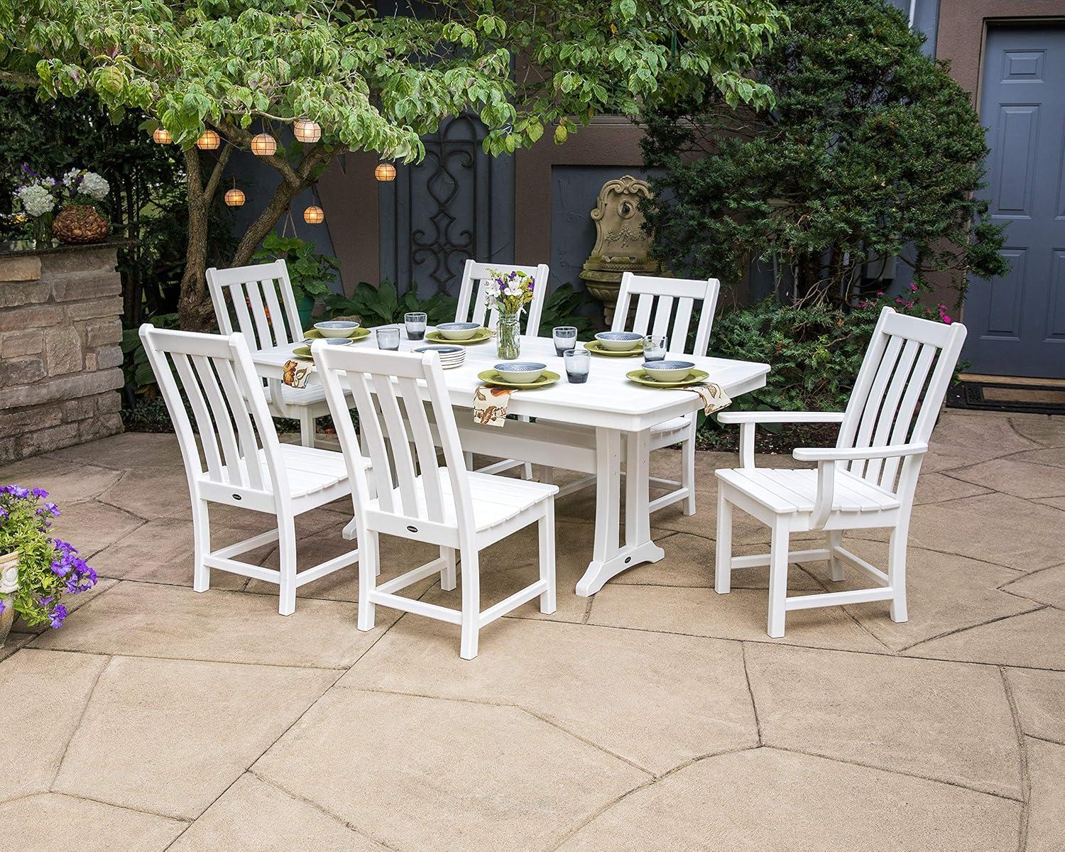 image:imagePOLYWOOD Vineyard 7Piece Nautical Trestle Dining Set TeakSand