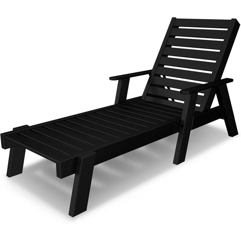 image:imagePOLYWOOD AC26781WH Captain Chaise with Arms WhiteBlack