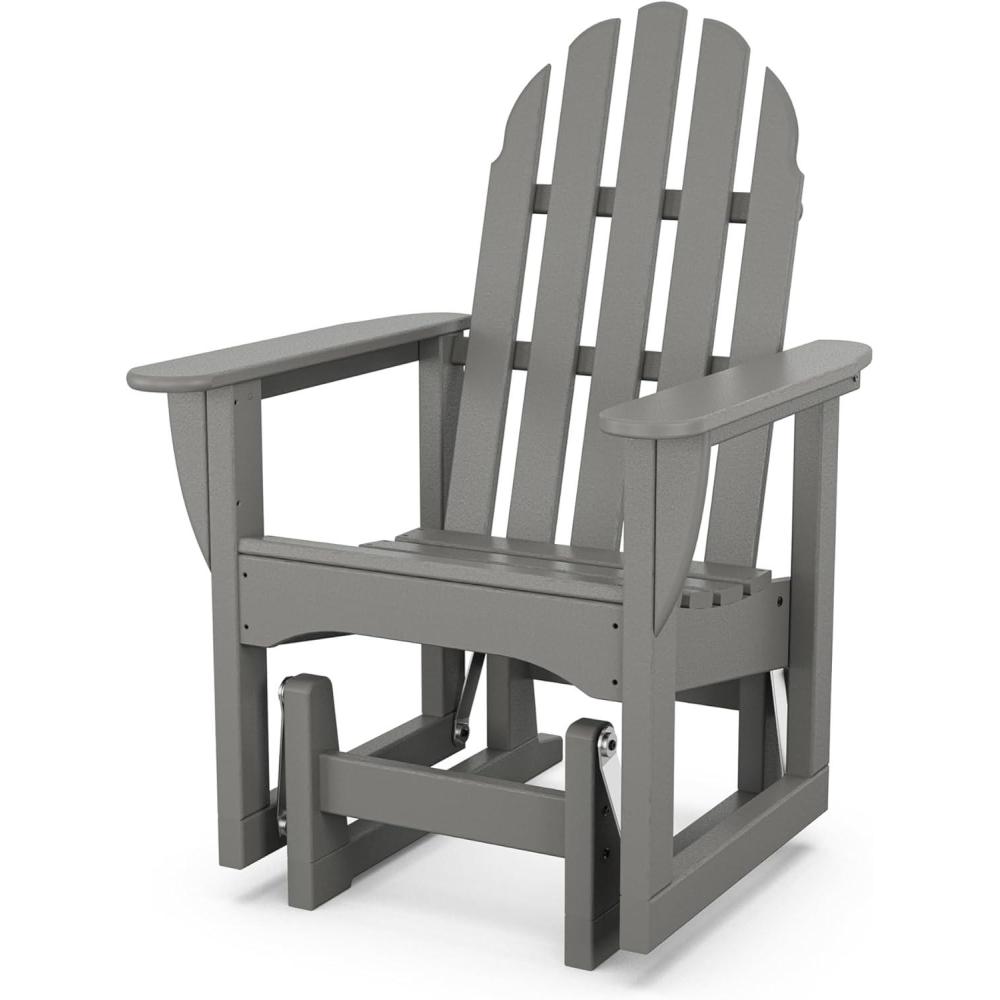 image:imagePOLYWOOD ADSGL1SA Classic Adirondack Glider Chair SandSlate Grey